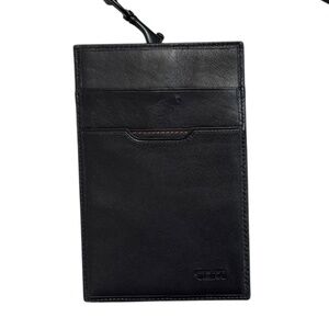 TUMI black leather lanyard unisex